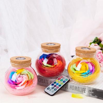 China LED Eternal Flowers Bottle Rose Bulb Great Holiday Gift Eternal Flower RGB LED Dimmer Creative Romantic Night Light Lamp For Girl Remote 16 Colors for sale