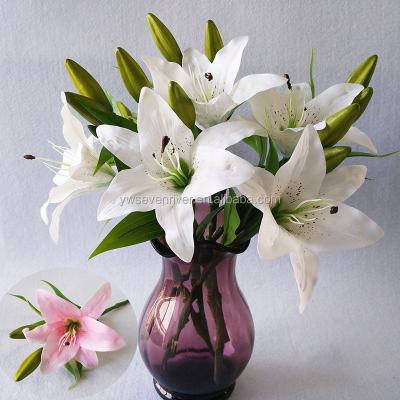 China PVC Real Touch Flower Fake Beautiful Lilies Wedding Flowers Artificial Home Table Decoration for sale