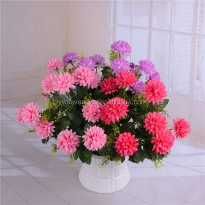 China Wholesale Cheap Silk Flowers Silk Bouquet 12 Head Round Chrysanthemum Flower for sale