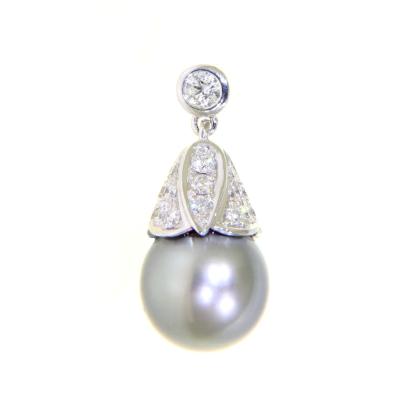 China CLASSIC Factory Chain Wholesale Custom Diamond Pearl Pendant Jewelry 18K White Gold for sale