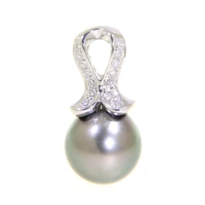 China Cute Daily Wear Party 18K White Gold Shiny Cute Pearl Diamond Pendant For Girl for sale