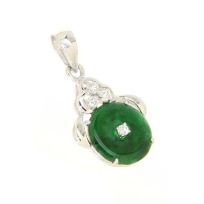 China Vintage Cute Selling Custom Jade And Diamond 18K White Gold Necklace Pendant for sale