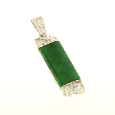 China CLASSIC Best Selling Green Natural Jade Diamond Pendant 18K White Gold Jadeite Pendant Jewelry for sale