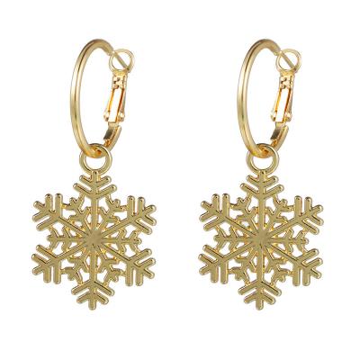 China New Fashion Women Christmas Jewelry Gift Long Snowflake Stud Earrings Christmas Snowflake Earrings Shape Environmentally Friendly Design for sale