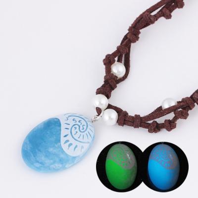 China High Quality Handmade Custom Hemp Braided Necklaces Pearl Ocean Romance Glow in Dark Luminous Acrylic Resin Pendant Necklace for sale