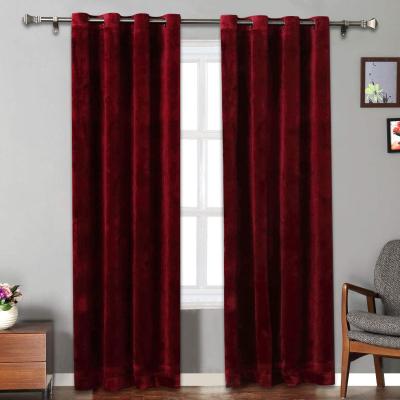 China US Local Delivery Wholesale Blackout Velvet Window Curtain Soft Luxury Ready Made Blackout For Living Room (2 Panels) for sale