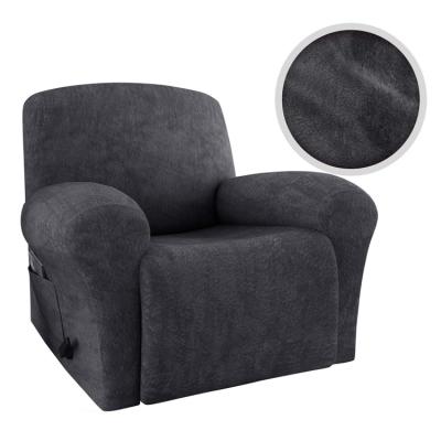 China 4 Piece Modern Elastic Velvet Recliner Lower Separate Covers With Side Pocket for sale