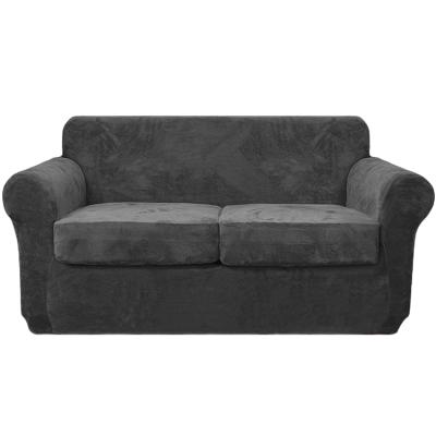 China Modern Velvet Couch Cover For 2 Cushion Couch Loveseat With 2 Separate Cushion Cover for sale