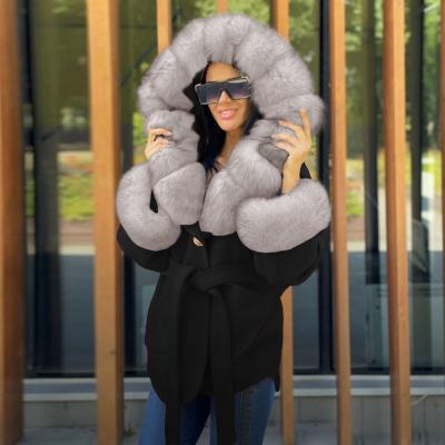 China Wholesale Women's Anti-Wrinkle Parka Faux Fur Collar Coats Winter Hood Slip Stripper Casual Black Jackets Anti Fur Cuffs Coat for sale