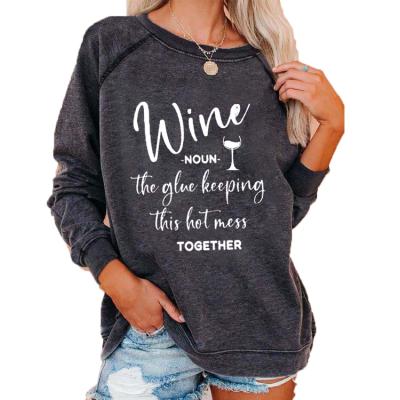 China Custom Anti Wrinkle Crewneck Sweatshirt Women Plus Size Stylish Letters Printed Long Sleeve Woman Sweatshirts for sale