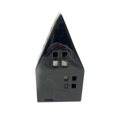 China Black Ceramic Home Decorations Wholesale Price Christmas Decoration Ceramic House for sale