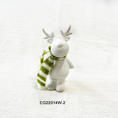 China Home Decorations Dolomite Ceramic Christmas Elks With Fabric Scarf for sale