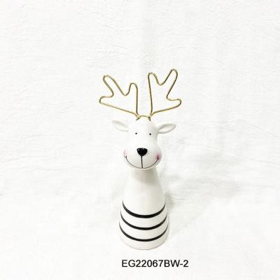 China Christmas home decorations ceramic elk with gold anlter for sale