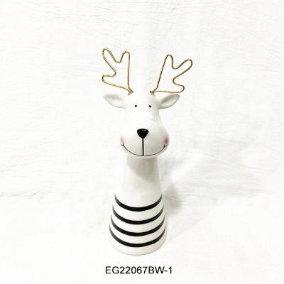 China Home Decorations Dolomite Ceramic Christmas Elk In Black Color Painting With Gold Anlter for sale