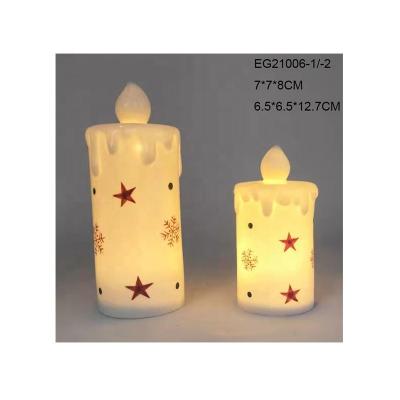 China Restaurant Home Very Good Cafe Decorations Ceramic Christmas Candle With Led Light Christmas Decoration for sale