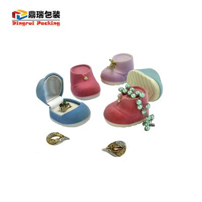 China Functional Unique Jewelry Boxes Gift Ring / Gift Boxes Flocking Baby Shoes Boxes for sale