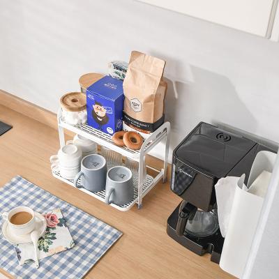 China Low MOQ Sustainable Cup Holder Kitchen Countertop Cup Holder Shelf Double-Layer Glass Coffee Cup Holder for sale