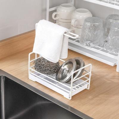 China Low MOQ Sustainable Kitchen Sponge Organizer Sponge Holder Metal Sink Cart 2 in 1 Sponge Holder for sale