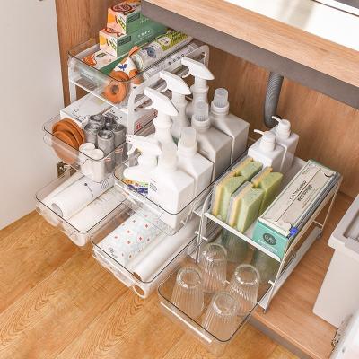 China Viable Factory Wholesale Kitchen Pull Out Cabinet Rack 2-Tier Sliding Drawer Rack Under Sink Organizer for sale