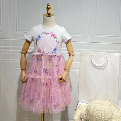 China 2022 Summer Girls Nightgown Washable High Quality Kids Mesh Dress for sale