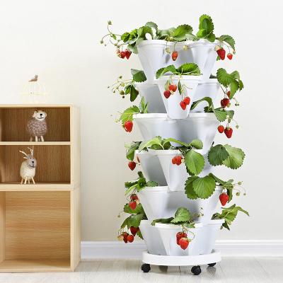 China OMANA Vertical Strawberry Eco-friendly Garden Farm Stackable Plastic Garden Pots for sale