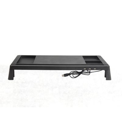 China Commercial Furniture Laptop Stand ABS Computer Monitor Desk Stand with Organizer for Smartphone Tablet for sale