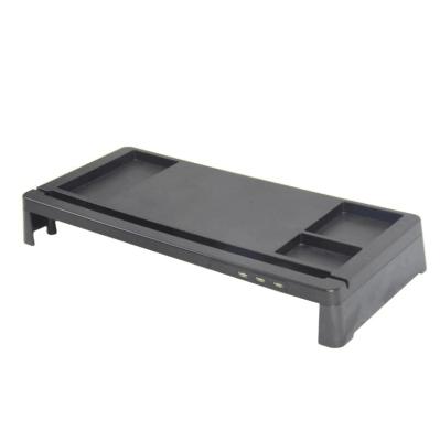 China Commercial Furniture Laptop Stand ABS Computer Monitor Desk Stand with Organizer for Smartphone Tablet for sale