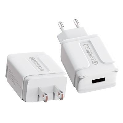 China Mobile Phone New Arrival UK/US/EU Ports Fast Charging 3.0 USB Charger 18W Mobile Phone Charger Adapter for sale