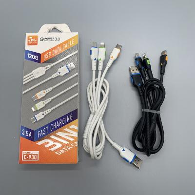 China Free sample factory direct sale micro c type mobile phone for iphone 3 in 1 charging line fast data cable for sale