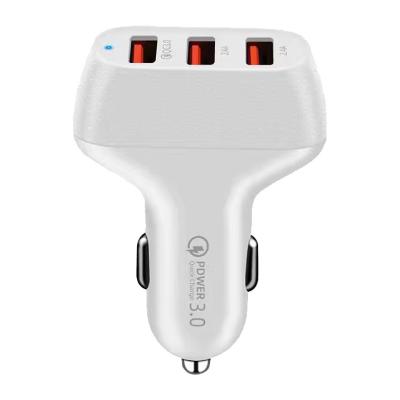 China Universal Mobile Phone Factory Outlet Spot USB Car Charger 3 Ports Logo Custom Fast Car Charge for sale