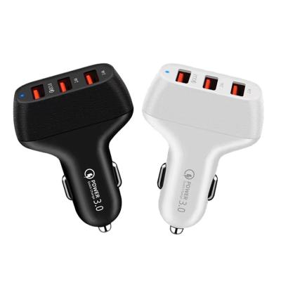 China Portable Quick Left Car Charger 3 Port Mobile Phone OEM/ODM 2.4A Qualcomm Phone Charging 3.0 Car Charger for sale