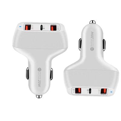 China QC3.0 Car Charger With Cable Mini Three Port PD Fast Charger Car USB3.0 Multi-Interface for sale