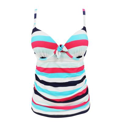 China Retro Vintage Antibacterial Swimwear Stripe Women Tankini Plus Size Swimsuit Push Up Beach Wear Wholesale for sale