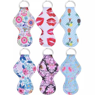 China Key chain ready to ship hot selling neoprene lip salve stick holder key chain in stock for sale