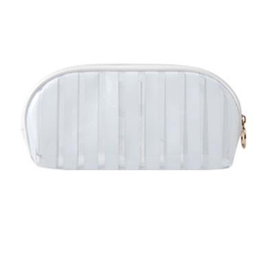 China Clear Make Up Bag Portable Transparent Striped Makeup Toiletry Bag Women Travel Bag PVC Cosmetic Bag for sale