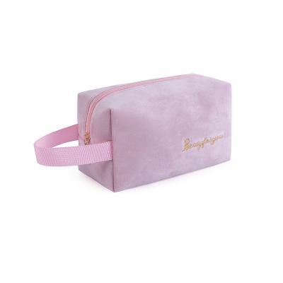 China Portable Large Capacity Portable Women's Flannel Storage Bag Cosmetic Bag Clutch Handbag for sale