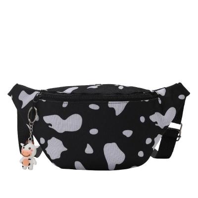 China Cute Cow Pattern Oxford Cloth Designer Water Proof Student Unisex Waist Bag Fanny Cross Body Chest Pack for sale