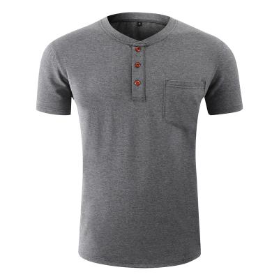 China Anti-Wrinkle Casual Collarless Short Sleeve Polo Shirt With Pockets For Men for sale