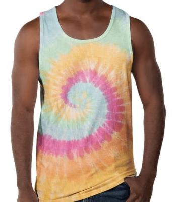 China Anti-pilling Men's Plus Size 100%cotton Tank Top Sleeveless T-shirt Custom Tie Dye for sale