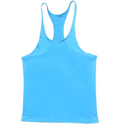 China QUICK DRY Solid Color Custom Slim Shoulder Strap 50%cotton 50%polyester 140gsm Tank Top Men Fitness for sale