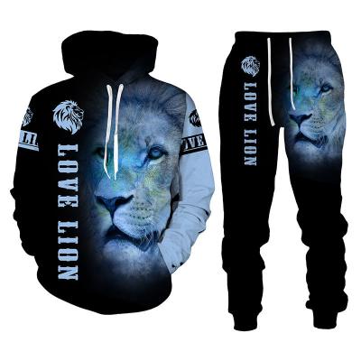 China QUICK DRY Men's Jogging Suits Plus Size Hoodie Sweatsuit Tracksuit With 3D Animal Print for sale