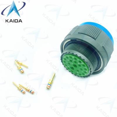 China 500V Olive Green Cadmium MIL-DTL-38999 Series 3 Crimp Gold Contacts 23 Male Pins D38999/26WE99PN.8D Series en venta