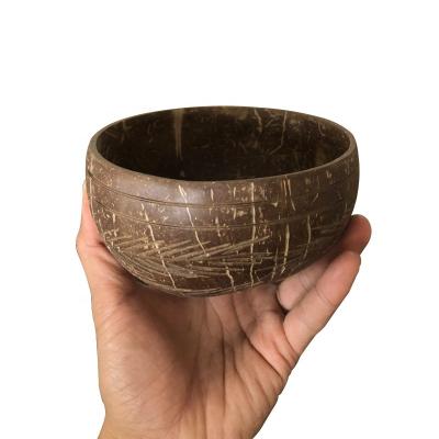 China Sustainable natural bamboo coconut wood bowl with pattern for candles and take oout for sale