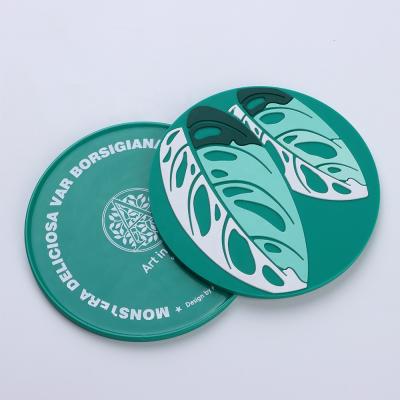 China Cheap Viable Custom Logo PVC Flat Silicone Plastic Mats Soft Rubber Cup Coasters For Drinks for sale