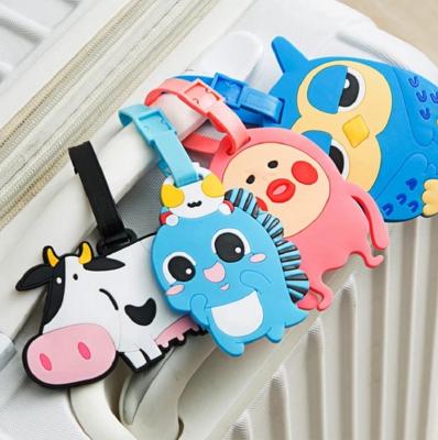 China Eco-friendly Custom Logo Cute Cartoon Animal Plastic PVC Travel Luggage Tag for sale