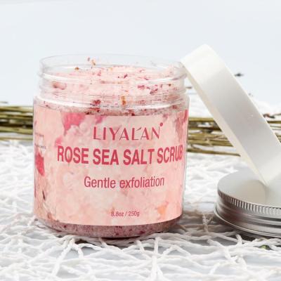 China Hot Selling Exfoliator Private Label SPA Rose Dead Sea Bath Salt Body Scrub for sale