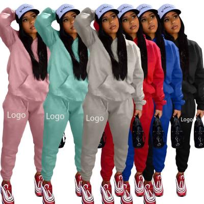 China 2021 Fashionable Hoodie Anti-pilling Color Drawstring Women's Pure Tracker Sets Women's Casual Sports Women Tracksuits Pants Two-Piece Set for sale