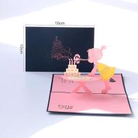 Cina Craft Paper 3D Pop Up Gift Card Birthday Girl Gift Card Pop Up Greeting Card in vendita