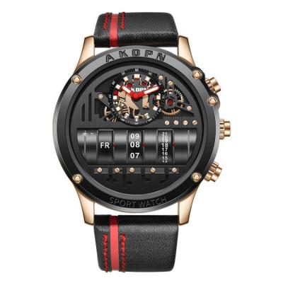 China Automatic Date Luxury Mens Watch Quartz Waterproof Leather Men's Watch for sale