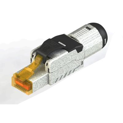 China 99.99% Cat5e CAT6 CAT6A Toolless 180 Degree Oxygen Free Copper Plug Shielded Rj45 Stp Jack Modular Plug Keystone for sale